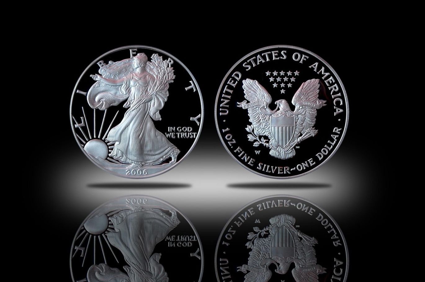 Close-up of Jm Bullion Silver Coins showcasing their intricate design and metallic sheen.