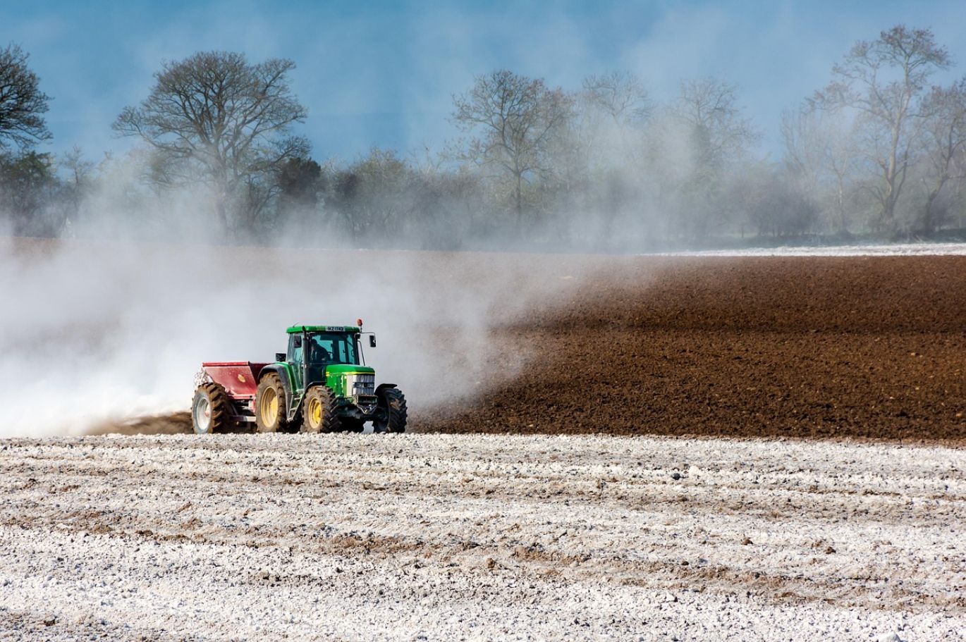 Soft Phosphate Rock Fertilizer spread on agricultural land