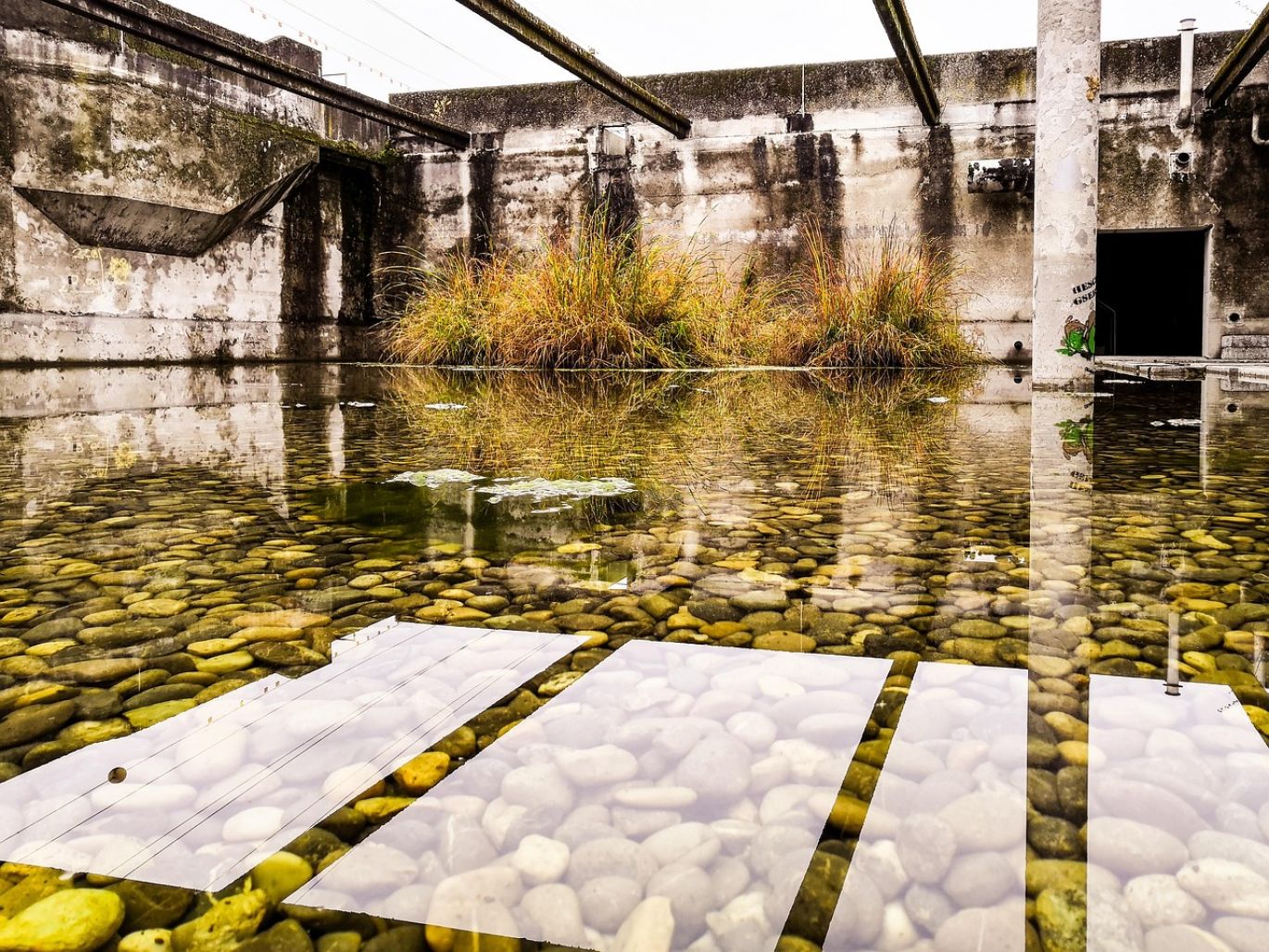 Industrial use of soda ash in a water treatment plant for chemical processing.