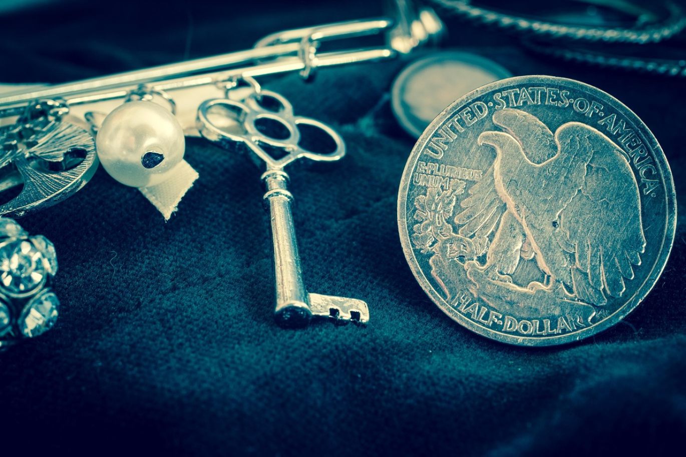Close-up of valuable silver coins showing intricate details and shine
